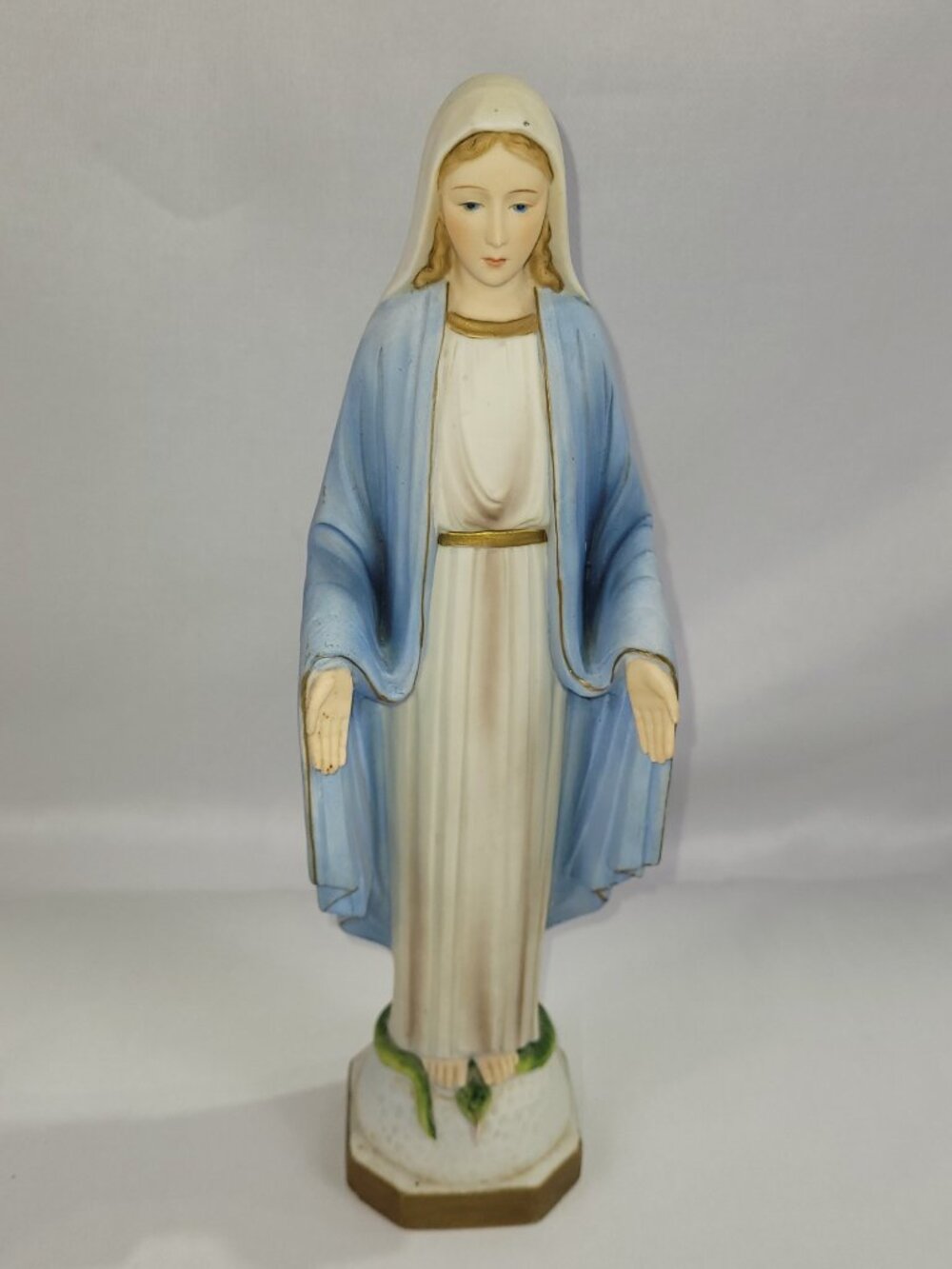 Virgin Mary Madonna 12" Porcelain 1961 Vintage Hand Painted Statue ART Japan
